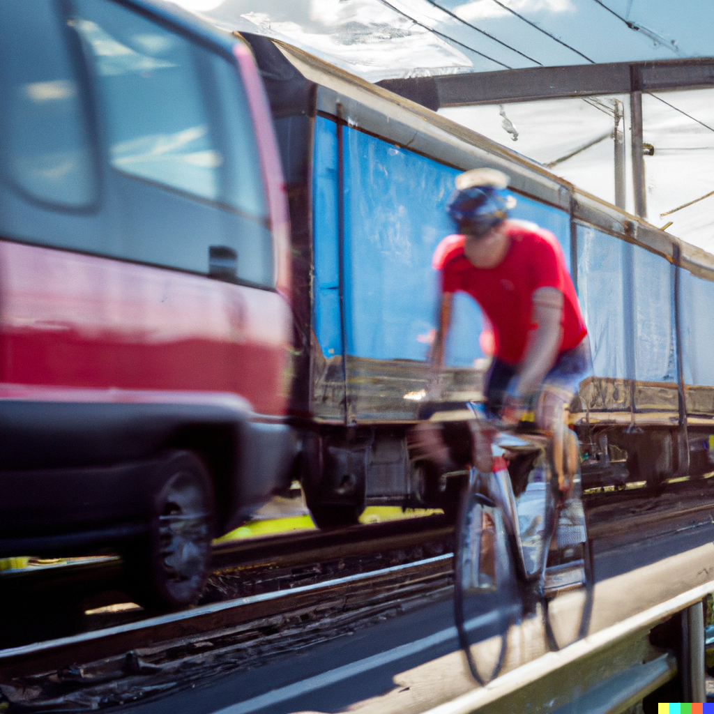 Luke speeding past a delayed LNER train